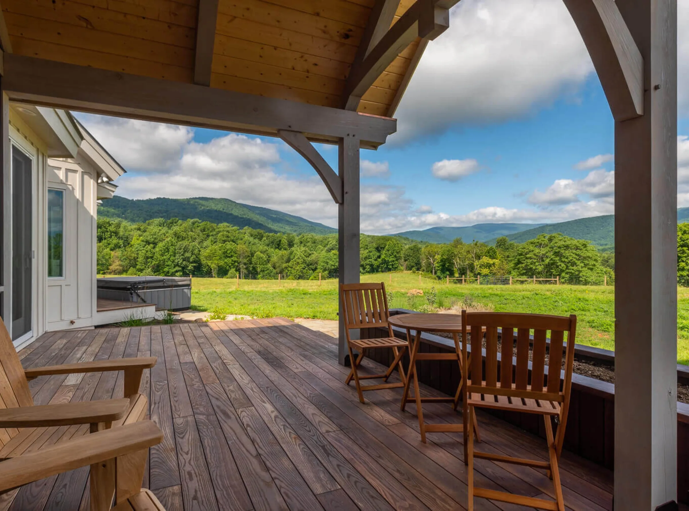 Shenandoah Valley home featuring Americana thermally modified Ash decking with Blue Ridge views